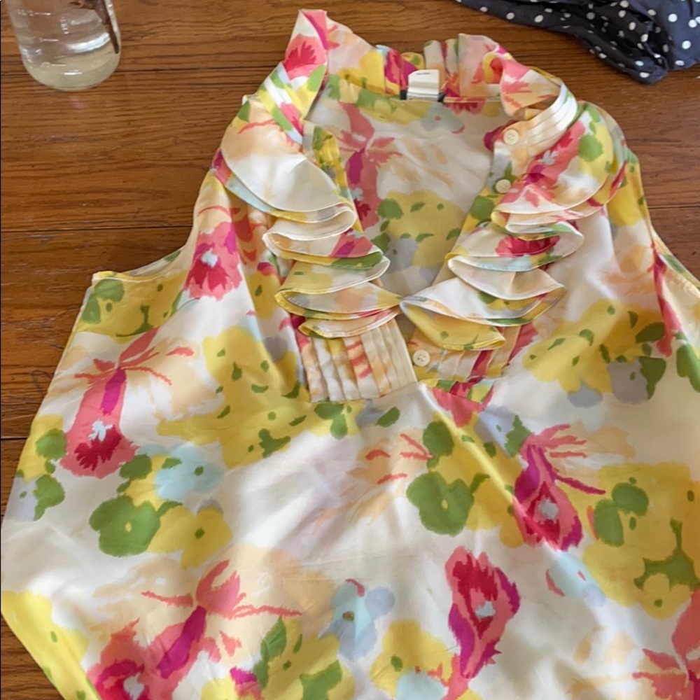 jcrew 100% silk Elizabeth ruffle shirt